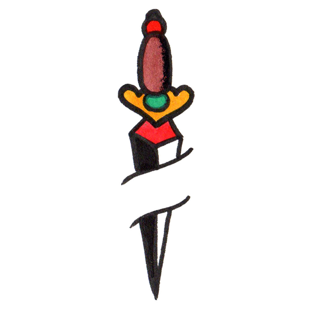Dagger Cutting The Skin Temporary Tattoo - 1.5" x 3”