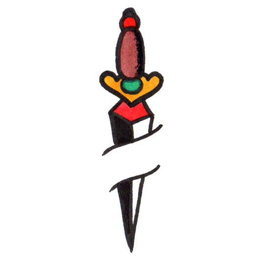 Dagger Cutting The Skin Temporary Tattoo - 1.5" x 3”