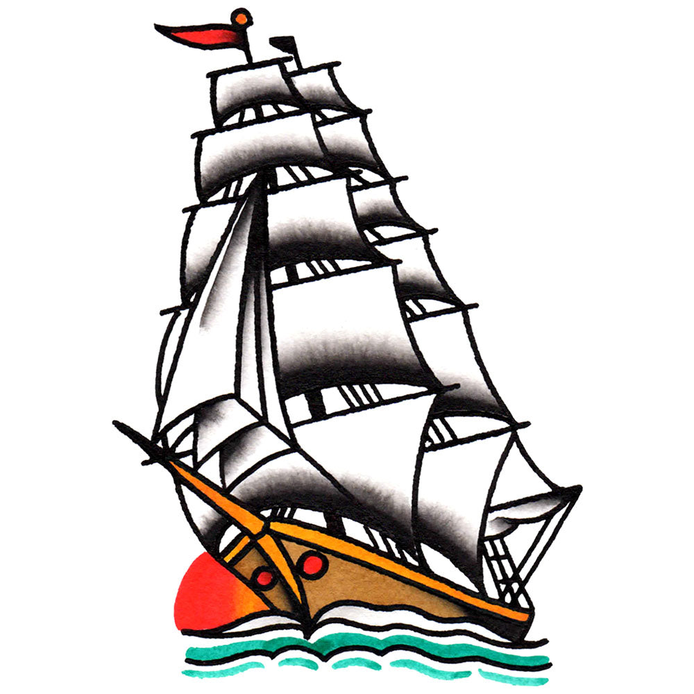 Clipper Ship Temporary Tattoo - 2.5" x 3.5”