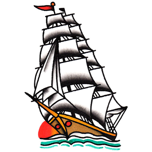 Clipper Ship Temporary Tattoo - 2.5" x 3.5”