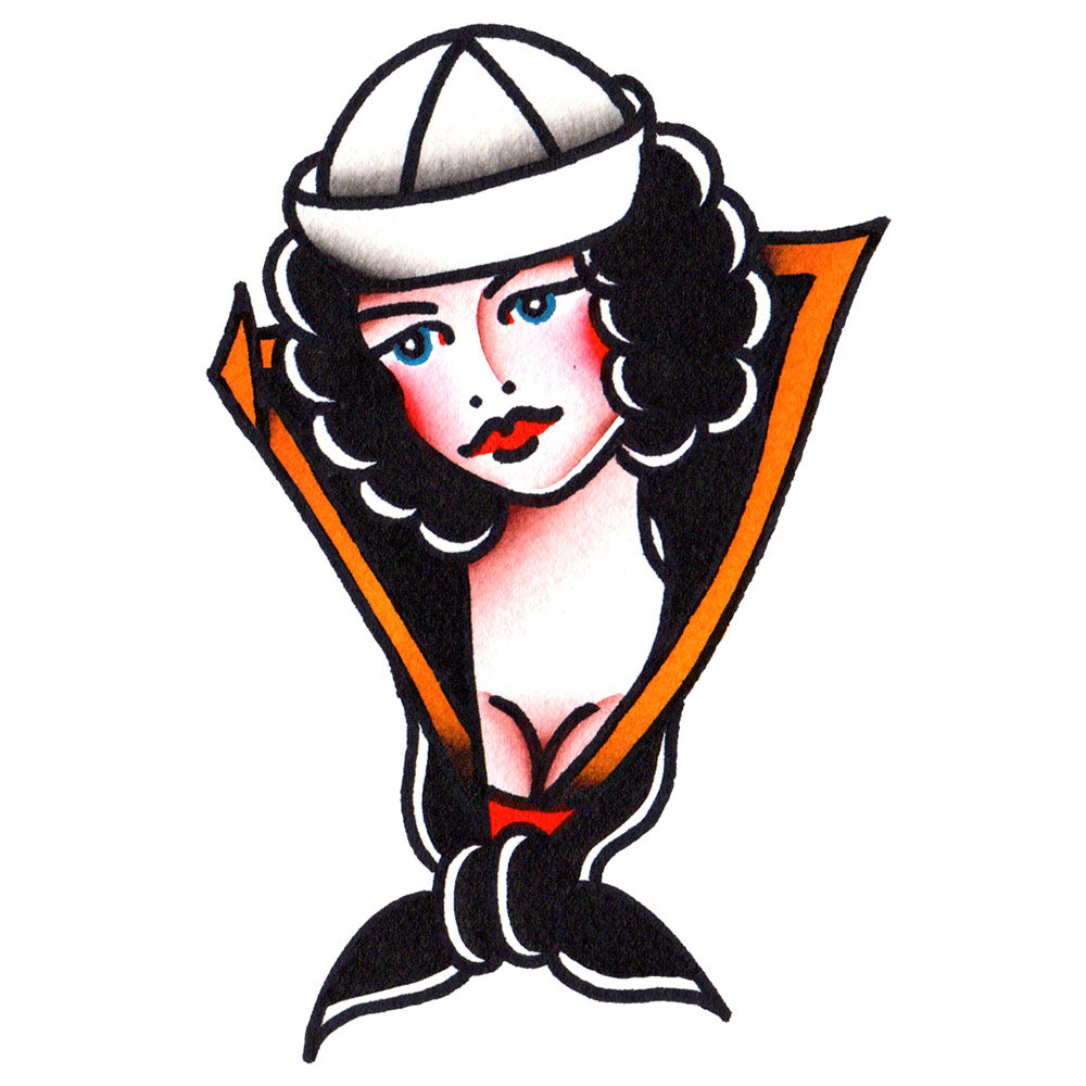 Sailor Girl Temporary Tattoo - 2.5" x 3.5”