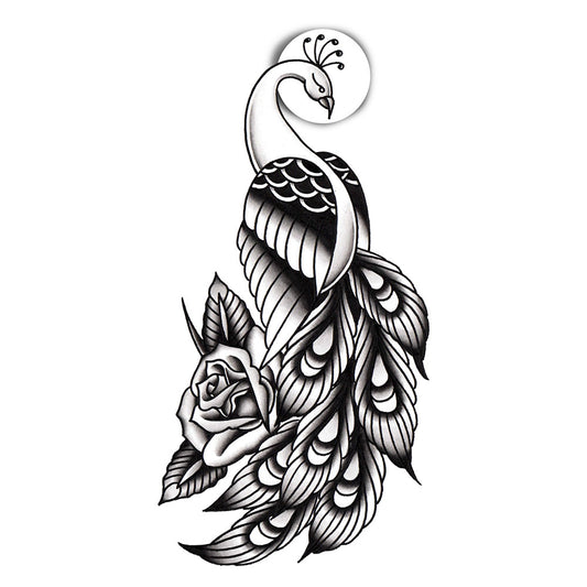 Peacock Temporary Tattoo - 2.5" x 5”