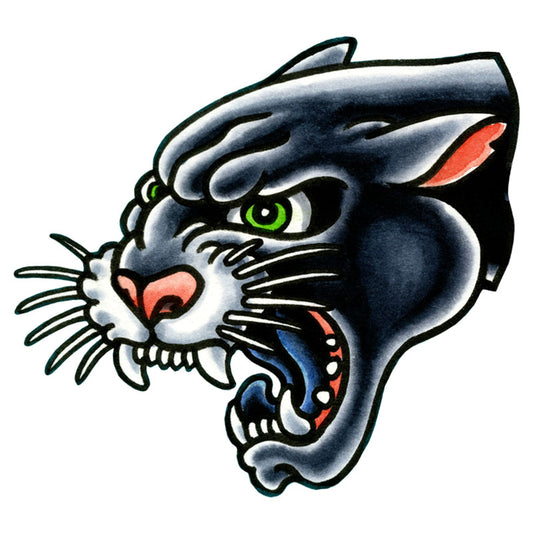 Panther Head Temporary Tattoo - 2.5" x 2.5”