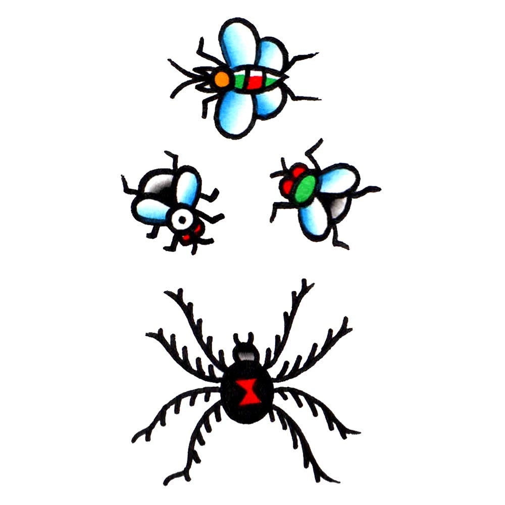 Bugs, 4 temporary tattoos on one sheet - 2" x 3.5”