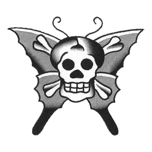 Butterfly Skull Temporary Tattoo - 2.5" x 3”