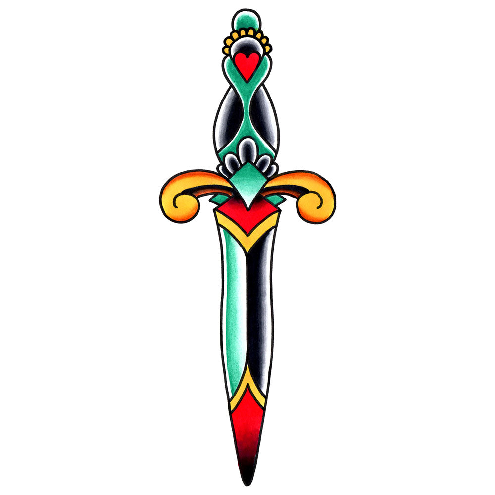 Dagger Temporary Tattoo - 2" x 4.5”