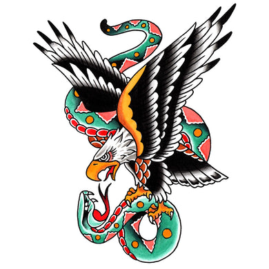 Eagle and Snake Temporary Tattoo - 3.5
