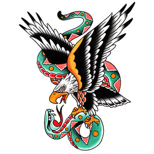 Eagle and Snake Temporary Tattoo - 3.5" x 4.5”