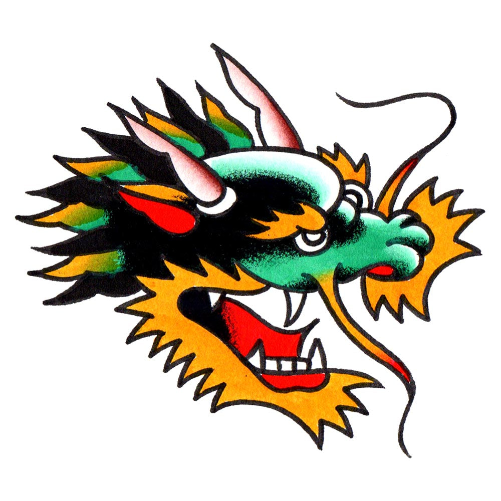 Dragon Head Temporary Tattoo - 3" x 3.5”