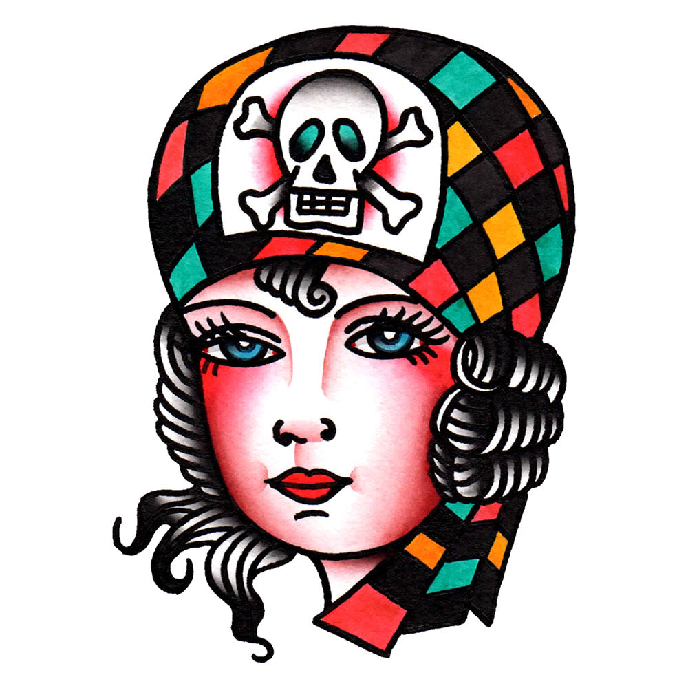 Pirate Girl Temporary Tattoo - 2.5" x 3.5”