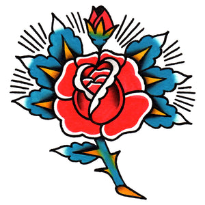 traditional rose tattoo stencil