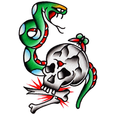 Skull and Snake Temporary Tattoo - 3