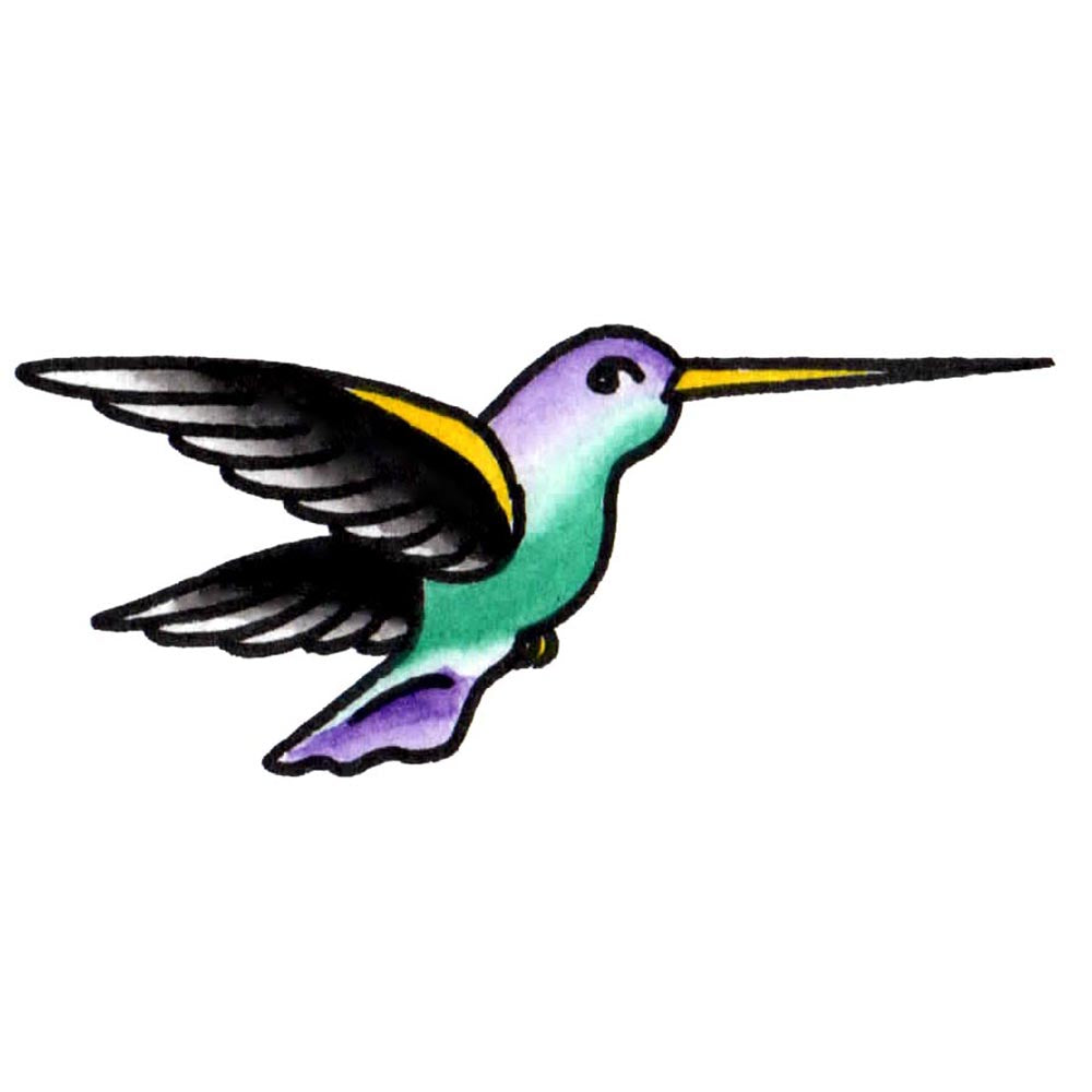 Lilly Small Colorful Watercolor Color Block Hummingbird Bird Temporary –  MyBodiArt
