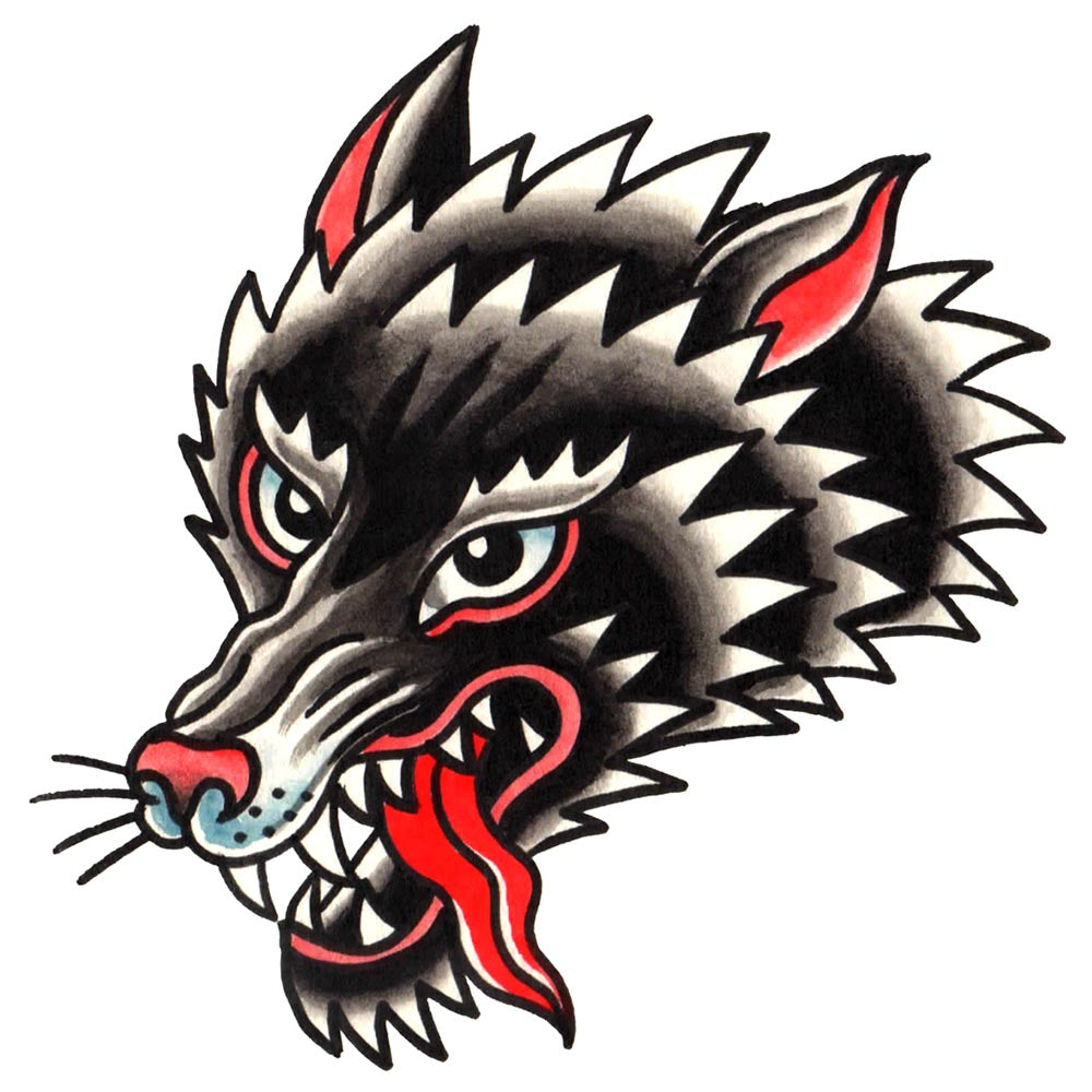 Wolf head tattoo design Royalty Free Vector Image