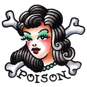 Poison Girl Temporary Tattoo - 2.5" x 2.5”